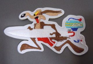 Wile E.  Coyote W/acme Outboard Surfboard Embroidered Iron - On Patch - 4 " -