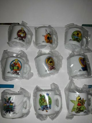 Set Of 9 Simpsons Miniature Mugs Bart Homer Lisa Tomy 2002