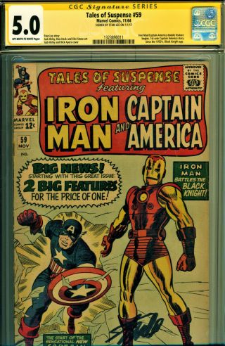 Tales Of Suspense 59 Cgc 5.  0 Ss By Stan Lee 1st Solo Captain America Since 