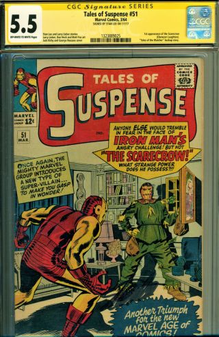 Tales Of Suspense 51 Cgc 5.  5 Ss Signed By Stan Lee Kirby Cvr The 1st Scarecrow