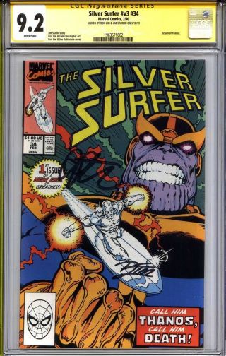 Silver Surfer 34 Cgc 9.  2 Ss Jim Starlin & Ron Lim (return Of Thanos)