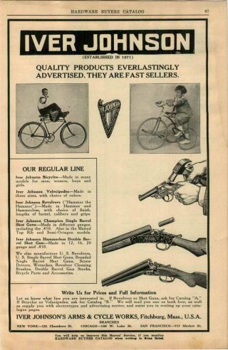 1925 Advertisement Iver Johnson Bicycle Revolver Shot Gun Arms Cycle