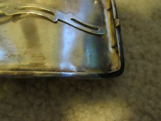 vintage sterling silver curved cigarette case 4 x 3 inches 121 grams some dings 6