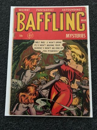 Baffling Mysteries 14 Golden Age Horror Comic Ace 1953 Skull Demon Cover Rare
