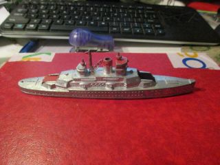 Antique Tootsietoy Battleship - 6 - 1/4 Inches Long.