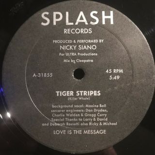 Nicky Siano “tiger Stripes” 12” Rare Funk Soul Disco Boogie Splash Records
