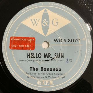 The Bananaz Hello Mr Sun Boystown Kim Fowley Psych Oz Promo Demo 7 " 1967 Rare