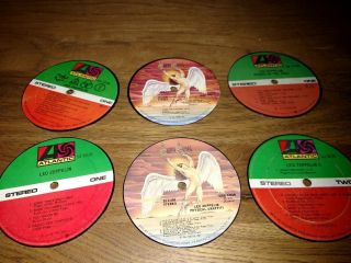 Vintage Upcycled Record Label Drink Coasters (rare Led Zeppelin) Set Of 6