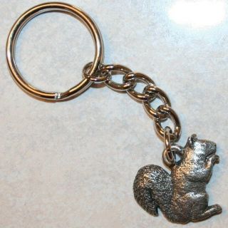 Squirrel Fine Pewter Keychain Key Chain Ring Usa Made