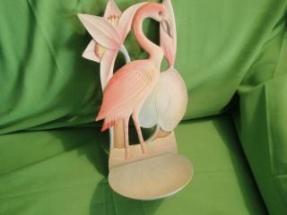 Stunning Wood Hand Painted Flamingo Shelf