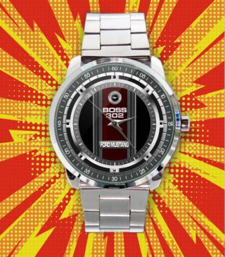 Get It Now Ford Mustang Boss 302 Car Logo Unisex Stainless Steel Metal Watch