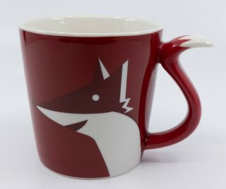 Starbucks 8 Oz Fox Coffee Mug Cup Tea With Tail Handle Red & White 2012 Euc