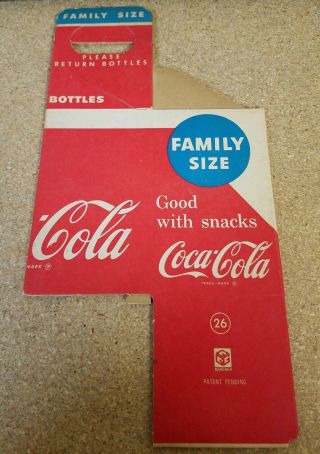 Rare Nos 1959 Coca - Cola Cardboard Carrier - Family Size - Gardner 26