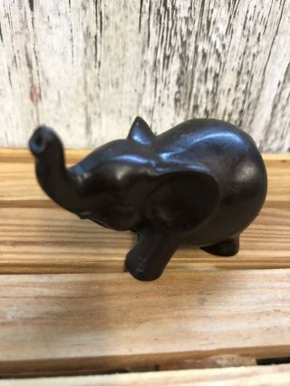 Vintage Swiss Hand Carved Wood Miniature Elephant Figurine Tiny