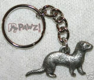 Ferret Pet Fine Pewter Keychain Key Chain Ring