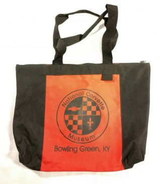 The National Corvette Museum Official Logo Tote Bag Black/red