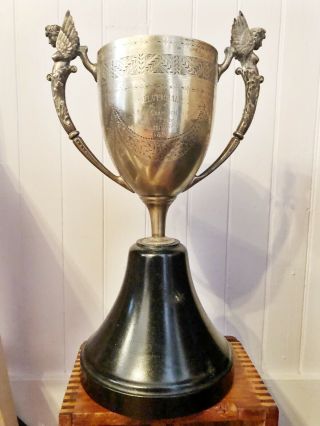 1897 Antique English Silver Plated Trophy Cup 5 Mile Race Egyptian Revival