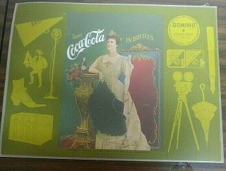 Set Of Six Assorted Laminated Coca - Cola Placemats With Vintage Prints