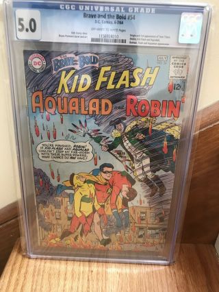 Brave And The Bold 54 Cgc 5.  0 Origin And 1st App Teen Titans