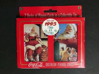 Coca Cola 2 Decks Of Playing Cards In A Collectable Tin