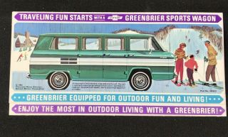 Vtg 1963 Chevrolet Corviar Greenbrier Sports Wagon Mail Advertising Brochure