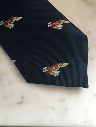 Springer Spaniel Dog Embroidered Men’s Navy Vintage Neck Tie Chippmunk Brand
