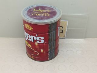 FOLGERS COFFEE 2 Lb.  Tin CAN Plastic Lid Regular GRIND Empty Mountain Grown 2