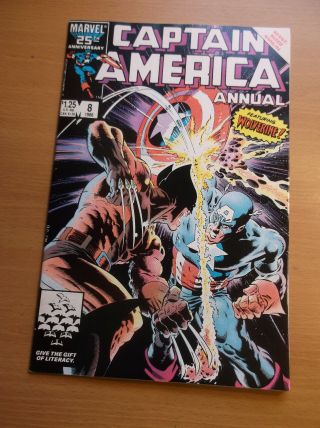 Marvel: Captain America Annual 8,  Capt Vs Wolvie,  Battle Issue,  1986,  Nm -