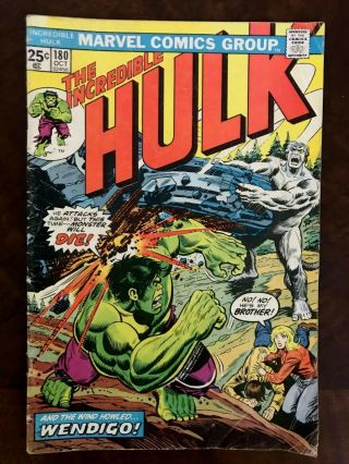 The Incredible Hulk 180 October 1974 Wolverine Cameo Marvel Comics With Stamp