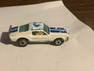 Vintage 1974 Hot Wheels Mustang Stocker Gt350 White W/blue Stripes Toy Car