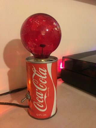1970s Vintage Soda Can Lamp Coca - Cola Can.  Antique Flicker Bulb. 2