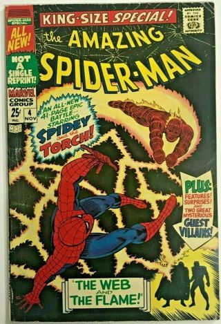 Spider - Man Annual 4 Fn,  1967 Marvel Silver Age Comics