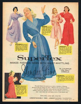 Supertex Ad Dressing Gowns Chenille Advert 1960 Vintage Print Ad Retro