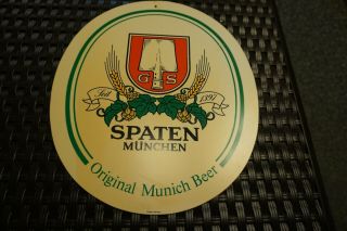 Spaten Munich Plastic Round Beer Sign Germany Pre - Owned Cond.  15 "