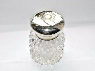 Delightful Antique Victorian Solid Silver Sterling & Glass Inkwell London 1895
