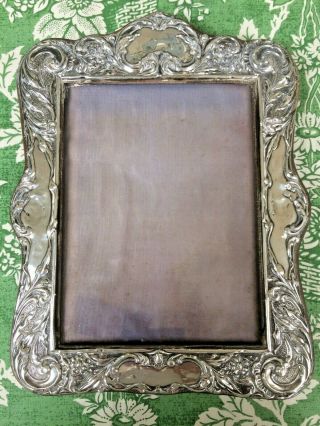 Antique/ Very Old White Metal / Silver Repousse Rococo Photograph Frame