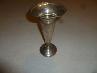 Vintage Sterling Silver Large 8 1/4 " Trumpet Vase Signed Marked Antique Fluted