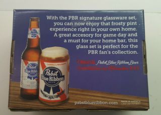 Pabst Blue Ribbon Glass Can Shaped Beer 2013 Pint Glasses opened box 2