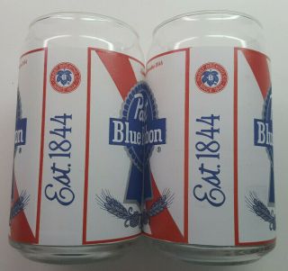 Pabst Blue Ribbon Glass Can Shaped Beer 2013 Pint Glasses opened box 5