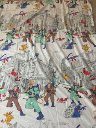 Vintage Ghostbusters Cartoon Twin Bed Sheet Set Flat Fitted 80s Rare 1984 1985