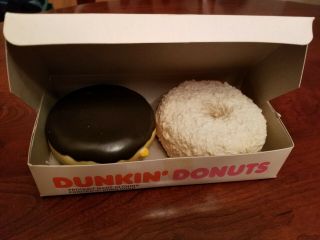 Vintage 1987 Dunkin Donuts Play Food - 1 Coconut Donut And 1 Chocolate Cream