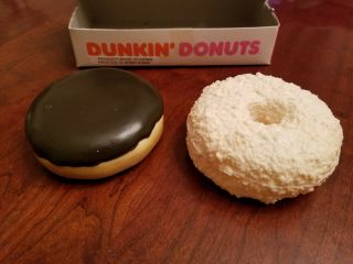 VINTAGE 1987 DUNKIN DONUTS PLAY FOOD - 1 Coconut Donut and 1 Chocolate Cream 2