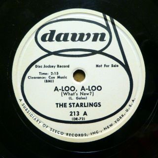 The Starlings Doo - Wop 78 A Loo A Loo B/w I Gotta Go Now Minus Dawn Tb2223