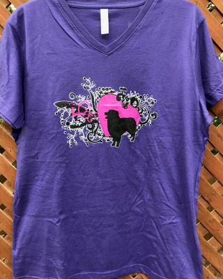 Aussie Rescue - Large Purple Womens V - Neck Short Sleeve T - Shirt