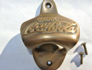 COCA COLA Bottle Opener brass COKE AGED finish screws heavy 2