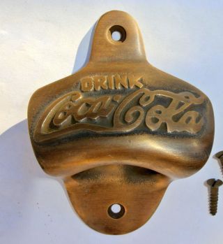 COCA COLA Bottle Opener brass COKE AGED finish screws heavy 3