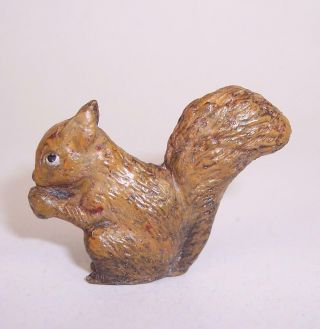Tiny Vintage/antique Cold Painted Bronze Metal Squirrel Miniature Nutkin