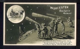Worcester Buckeye Mower On The Moon Trade Card Backyard Farmer Astonomers