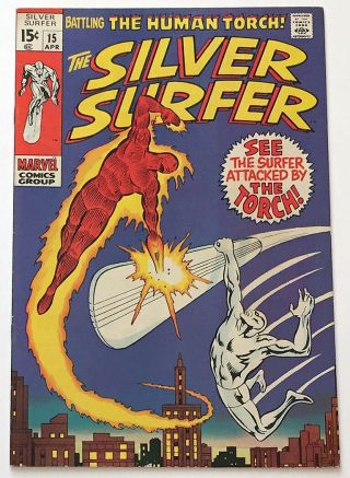 The Silver Surfer 15 (vs.  The Human Torch Fantastic 4 App.  F/vf Marvel 1970)