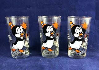 3 Chilly Willy Walter Lantz Pepsi Glasses 1970’s